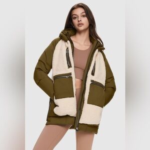 Orolay 092 Universe Fleece Down Puffer Jacket in Olive Green S